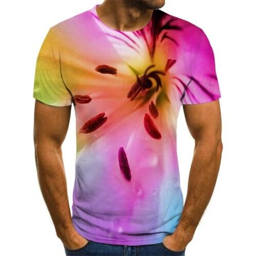 2021 Latest flower pattern 3D printing summer T-shirt mens fashion mens and womens T-shirt soft texture casual fashion