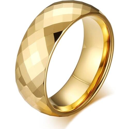 Authentic 857 Tungsten Carbide Ring For Men Quality Gold-Color Wedding Band Ring for Men 8mm Width Size 7/8/9/10/11/12/13