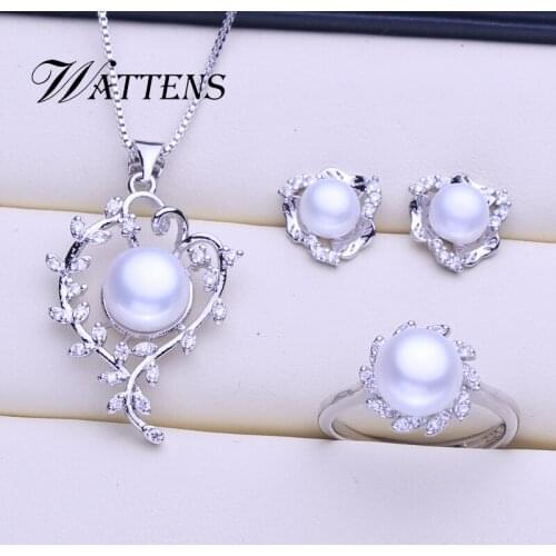 Pearl Jewelry Natural Freshwater Pearl Necklace Pendant Earring Ring For Woman Elegant Leaves Wedding Party Accessories Gift new