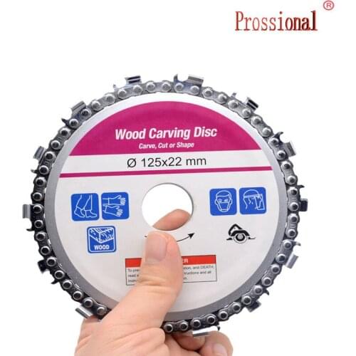 New Multifunction 5 Inch Grinder Chain Disc 22mm Arbor 14 Teeth Wood Carving Disc For 125mm Angle Grinder