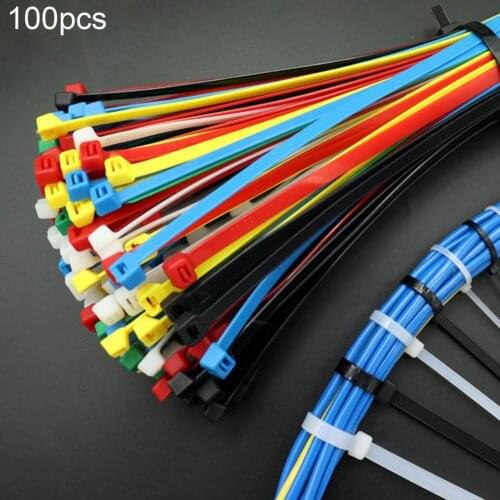 100pcs/lot Self-Locking Nylon Cable Ties 8 Colors Plastic Zip Tie Plastic Zip Tie 18 Lbs Black Wire Binding Wrap Straps