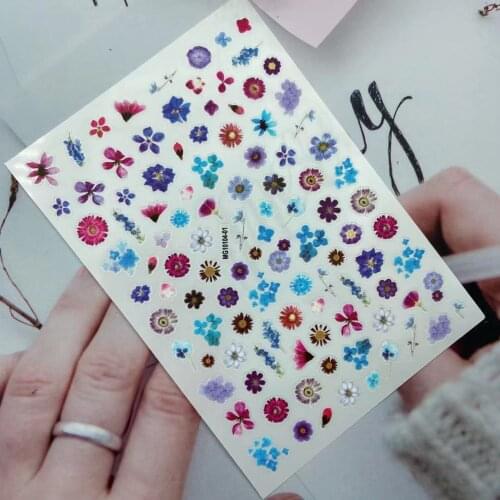 DIY Japanese Style Light Thin Dry Nail Stickers Back Adhesive Nail Decals Fashion Flowers Nail Art Nail Accessories for Tips