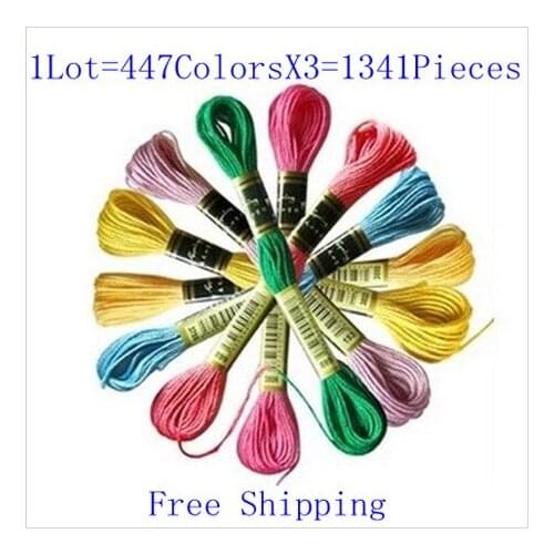 Top Quality Cross Stitch Embroidery Thread 8m Long, 6 Shares 1Lot=1341PCS Similar DMC Thread Free Shipping