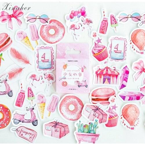 XINAHER 46 pcs/box Sweet Girls Heart mini paper sticker decoration stickers DIY craft diary scrapbooking kawaii label sticker
