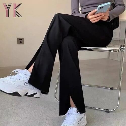 Women Split Long Pants Summer Wide Leg Pants for Women Fashion High Waist Slim Trousers Harajuku Korean Female Straight Pants
