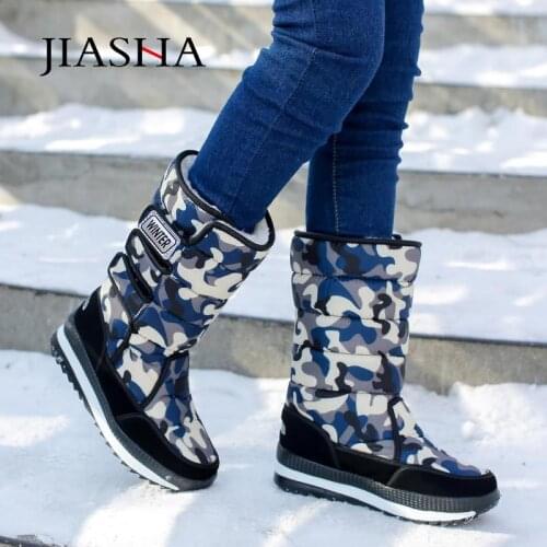 Women boots winter warm plush mid-calf boots women shoes 2021 waterproof winter shoes woman snow boots women solid ladies shoes