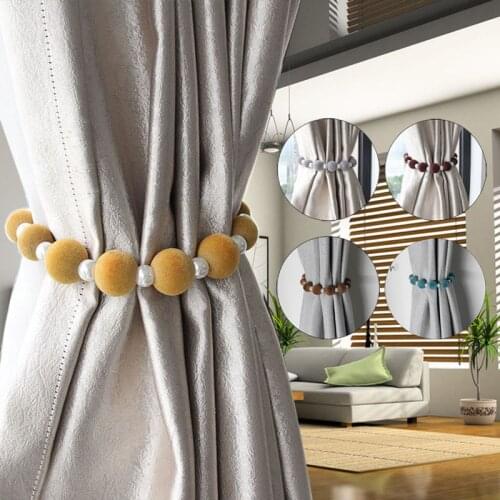 1PC Pompom Rope Clips Elegant Curtain Tieback Buckle Strap Window Drape Holdbacks Home Decorative Living Room Accessories