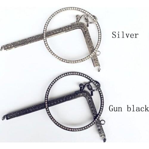 10PCS 14.5 16.5cm L shape Embossed Silver Gun black Right Angle Coins Purse Frames DIY Metal Kiss Clasp Bag accessory for sewing