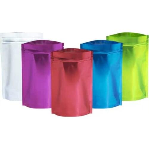100PCS 0.16mm Color Aluminum Foil Self-sealing Standing Bag Aluminum-plated Metal Tea Food Sealed Packaging Bag