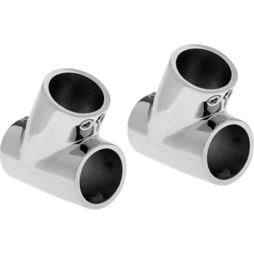2pcs 316 Stainless Steel Boat Handrail Fitting 60 Degree Tee 7/8