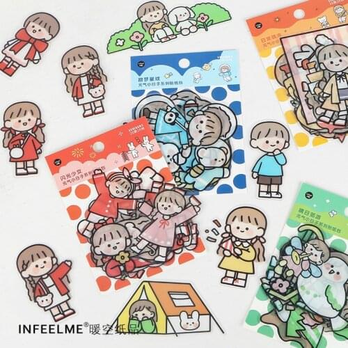 20 pcs cute girl vitality little day Journaling Decorative Kawaii Stationery Stickers Scrapbooking DIY Diary Album Stick Lable