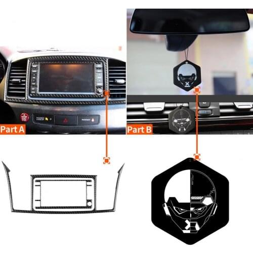 50% Hot Sales 2Pcs Carbon Fiber Navigation Display Panel Frame Trim Covers for Mitsubishi Lancer EVO 08-15