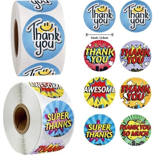 500pcs 1 Inch Cute Thank You Reward Sticker Label Diary Scrapbooking DIY Decoration Stationery Stickers