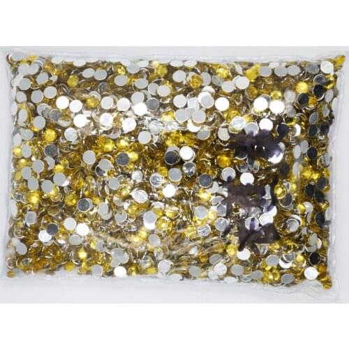 Banana Yellow Color 1.5~12mm Flat Back Round Acrylic Rhinestones Beads,3D Acrylic Nail Art / Garment Decoration
