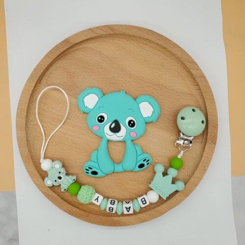 Personalized English Name Acrylic Beads Letter Pacifiers Chain Customized Silicone Dummy Clips For Babies Teething Accessories