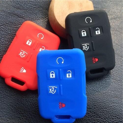 5 buttons silicone rubber car key cover case for GMC 2015 2016 yukon Sierra 1500 for Chevrolet remote key cover