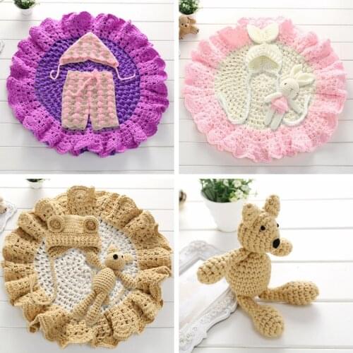 Infant Handmade Crochet Photography Clothing Baby Knit Bear Suit Toddler Cloth Props One Hundred Days Baby Photography Props