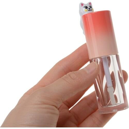 1/5pcs 4ml cute Lip Gloss Tubes cat cap Refillable Empty Lip Glaze tubes bottles ABS Plastic Lip balm tubes bottles For DIY