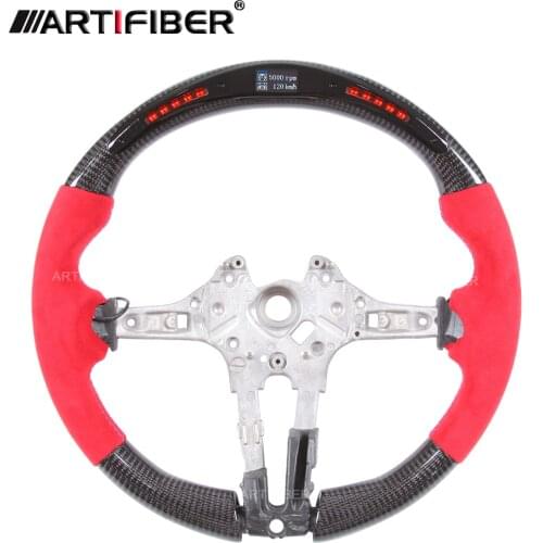 Race display 100% Real Carbon Fiber LED Red Steering Wheel for Mustang