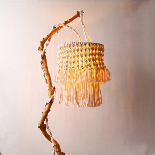 Cotton Rope Hand Knitted Macrame Home Wedding Table Lamp Decoration Tassel Lampshade Wall Hanging Bohemian Lights Cover Tapestry