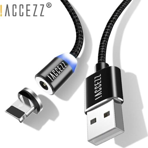 !ACCEZZ LED Magnetic USB Cable Lighting Micro USB Type C For Samsung S9 S8 S7 S6 Universal Mobile Phone Magnet Charging Cables