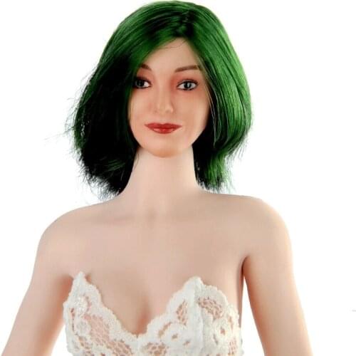 Collectible 1/6 Scale Polaris Emma Dumont Green Hair Beautiful Girl Head Carving Head Sculpt For 12'' Action Figure Female Body