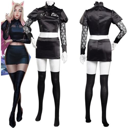 LOL KDA The Baddest Fox Ahri The Nine-Tailed Cosplay Costumes Women Skirt Outfits Halloween Carnival Suits
