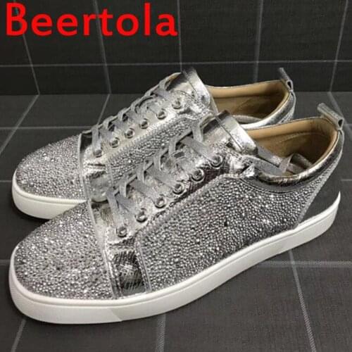 Beertola Sneaker Bling Full Crystal Spring Mens Flats Shoes Casual Style Round Toe Tenis Masculine Brand Designers Chaussures