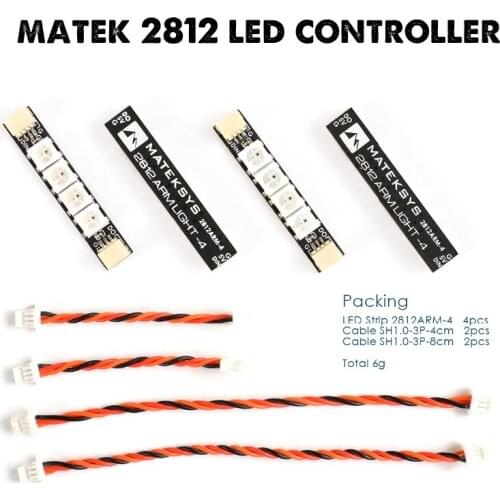 Matek Systems 2812 LED Controller 2~6S Control Module with 5V BEC & 2812ARM-4 / 2812ARM-6/ 2812ARM-10 night Light MOTOR WIRE RC