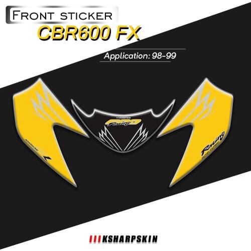 Motorcycle Front Fairing Sticker 3D Gel Protector Number Board Moto Decals For Honda CBR600FX FY 1998-1999 cbr 600 fx fy