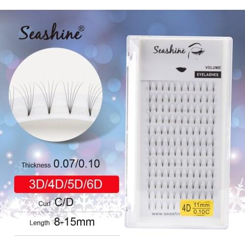 Seashine Lashes Premade Fans Eyelashes 3d/4d/5d/6d Short Stem Russian Volume Extensions Faux Mink Lash Extension