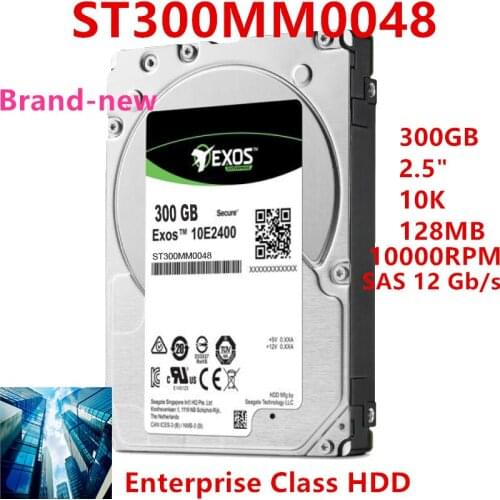 New HDD For Seagate Brand Exos 300GB 2.5" 10K SAS 12 Gb/s 128MB 10000RPM For Internal HDD For Enterprise HDD For ST300MM0048