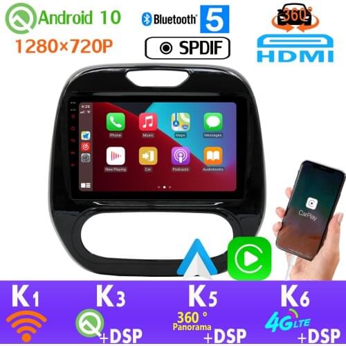 PX6 1280*720P Radio GPS Android 10 For Renault Captur Kaptur 2011-2019 Manual A/C 4G LTE WiFi SPDIF HDMI Car Multimedia Player