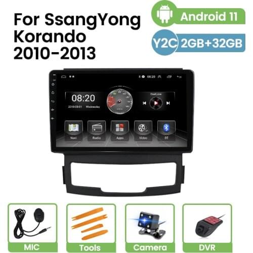 4 core car dvd multimedia video player for SsangYong Korando Actyon 2011 2012 2013 BT WIFI SWC FM audio stereo 2GB RAM 32GB ROM