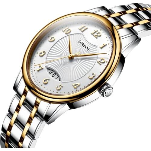 New Luxury Brand LOBINNI Switzerland Man Watches Ultra-thin Quartz Watch Men Sapphire Waterproof Stainless Steel Clock L3016M