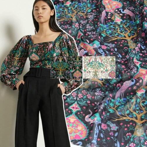 50x145cm Printed Stretch Satin Polyester Fabric Cloth Factory Custom Soft Dress Clothing Chiffon Childrens Fabrics for Sewing