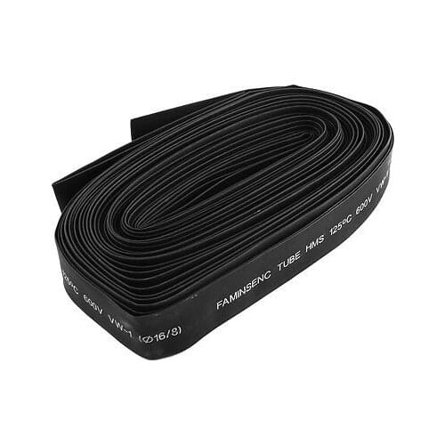 Ratio 2:1 16mm 8mm Dia Heat Shrinkable Tube Shrink Tubing 26Ft Long 2pcs Black