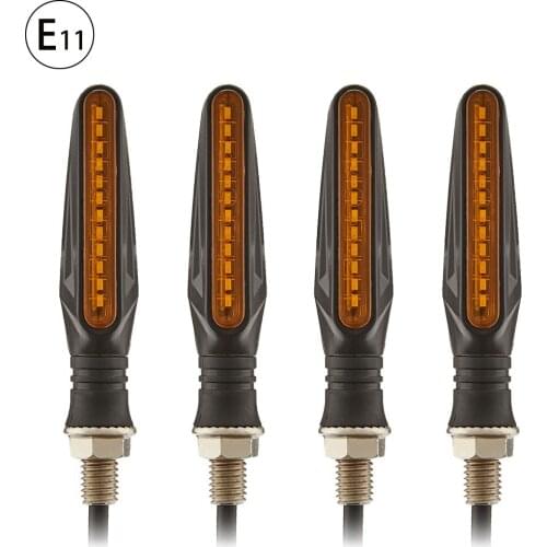 Universal LED Motorcycle Turn Signal 12v IP68 Waterproof Sequential Amber Flasher Indicator Blinker Rear Lights Accessories 4PCS