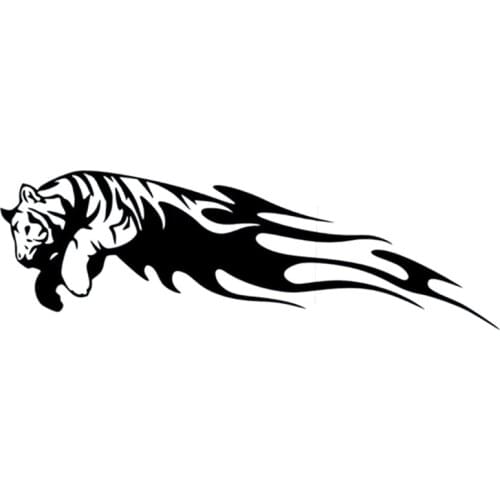 20X6.3CM TIGER Jump Flame Bardian Vinyl Car Sticker Motorcycle Decal Black Silver S6-2340