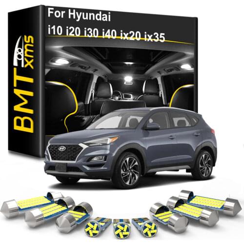 BMTxms Interior LED For Hyundai i10 i20 i30 i40 ix20 ix35 Tucson Santa Fe Santafe Canbus Vehicle Indoor Dome Map Light Kit