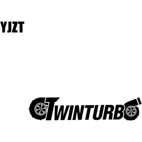 YJZT 16CM*3.4CM TWIN TURBO Car Sticker Decal Drift Turbo Fast Vinyl Black Silver C10-00975