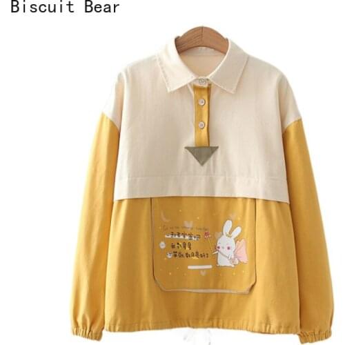 Women 2021 Spring Fashion Cartoon Print Jacket Coat Vintage Long Sleeve Turndown Collar Female Pullover Outerwear