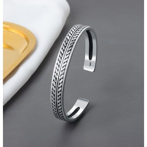 925 Sterling Silver Adjustable Size Vintage Leaf Charm Bracelet &Bangle For Women Fashion Elegant Jewelry sl007