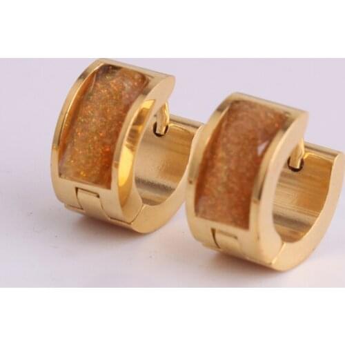 Gold color Bright Powder Section Champagne Acrylic 316L Stainless Steel Stud Earrings for women wholesale