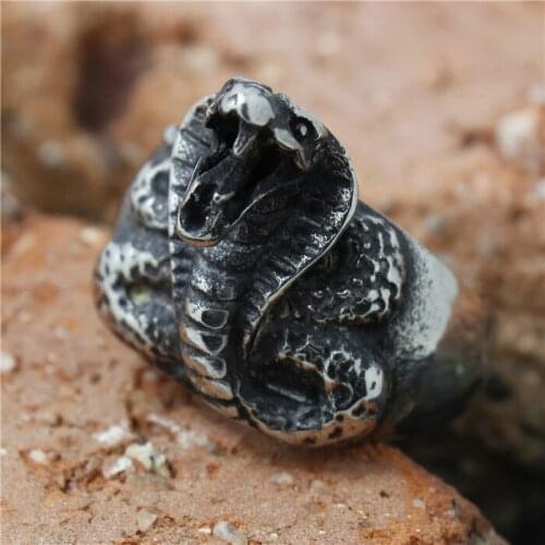 1pc Mens Boys 316L Stainless Steel Hot Selling Snake Biker Sliver Ring Wholesale Price