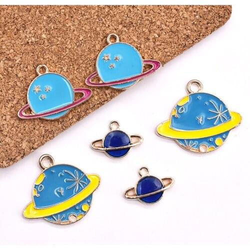 10pcs/Lot Happy Planet Diy Handmade Oil Enamel Charms Design for Jewelry Making Earring Bracelet or Necklace