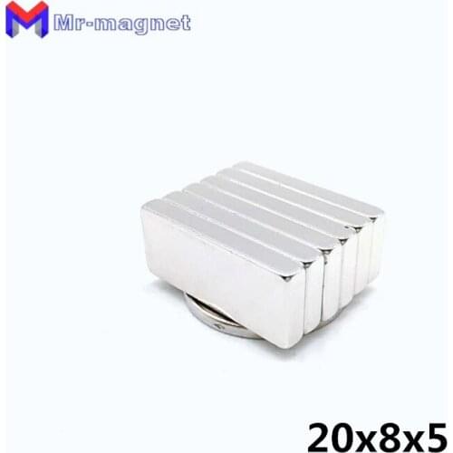 100pcs high quality 20x8x5mm Super strong neo neodymium magnet 20x8x5, NdFeB magnet 20*8*5mm, 20mm x 8mm x 5mm magnets