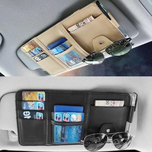 Car Sun Visor Storage Bag Card Glassed Pen Clip Cash Holder For Ford Focus 2 1 Fiesta Mondeo 4 3 Transit Fusion Kuga Ranger