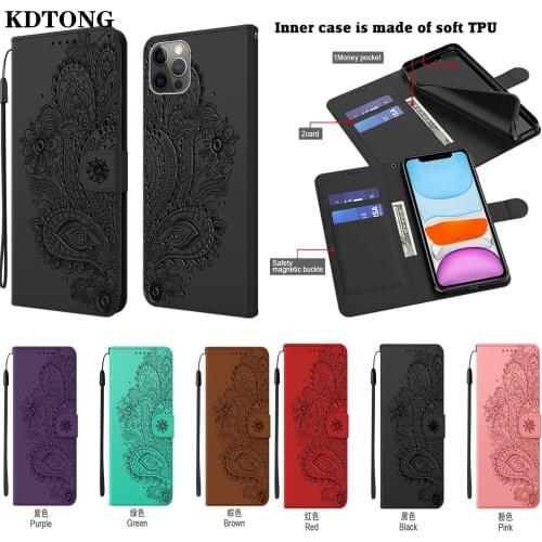 Flip Leather Phone Case for iPhone 12 Mini 11 Pro Max XR X XS Max SE 2020 7 8 6 6S Plus Funda Peacock Embossed Wallet Bag Case