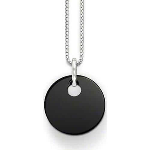 Black Round Onyx Disc Silver Plated Choker Necklaces & Pendants, Fashion Thomas Style Pendant Necklace Ts Jewelry Gift for Women